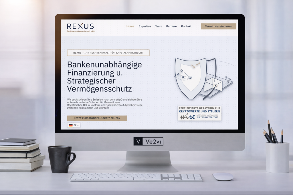Startseite der von uns umgesetzten Webseite Rexus Recht