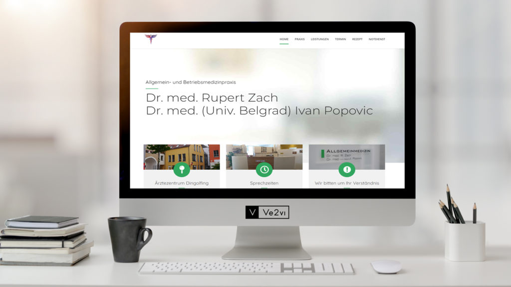Startseite der von uns umgesetzten Webseite Praxis Zach/Popovic