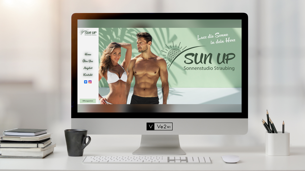 Startseite der von uns umgesetzten Webseite Sun Up Sonnenstudio